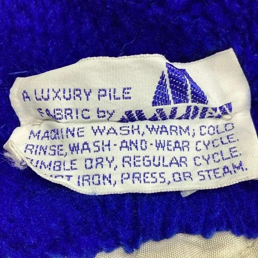 Vintage 70s cobalt blue faux pea coat - Picture 4 of 5